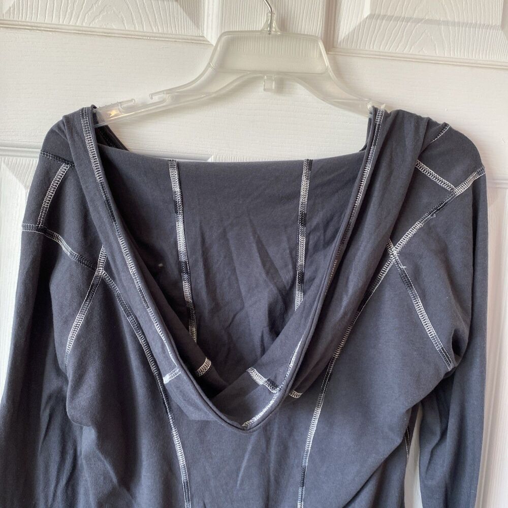 Calvin Klein Women’s Long Sleeve Hooded Shirt Grey V Neck Performance Quick Dry - Picture 7 of 9